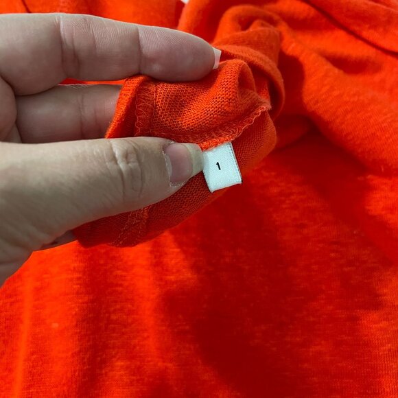 Sandro SMALL 1 Red Pink Linen Blend Color Block Lightweight Short Sleeve T-Shirt - Picture 9 of 9